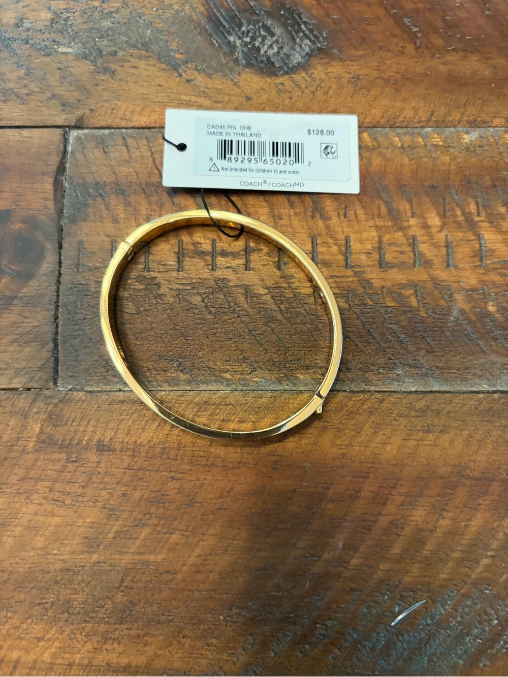 Coach Gold-Tone Bangle with Teal Inlay - Picture 6 of 8